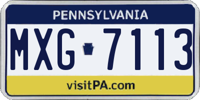 PA license plate MXG7113