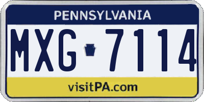 PA license plate MXG7114