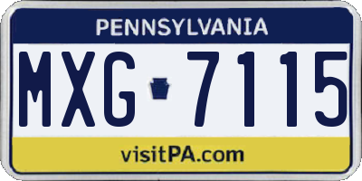PA license plate MXG7115