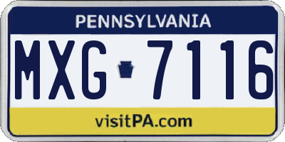 PA license plate MXG7116