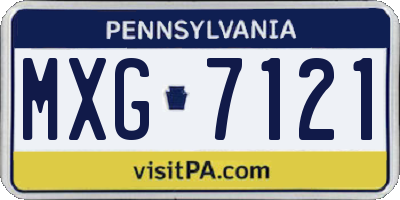 PA license plate MXG7121