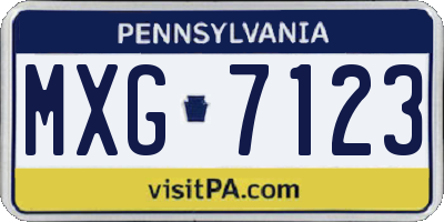 PA license plate MXG7123
