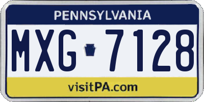 PA license plate MXG7128