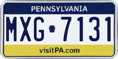 PA license plate MXG7131