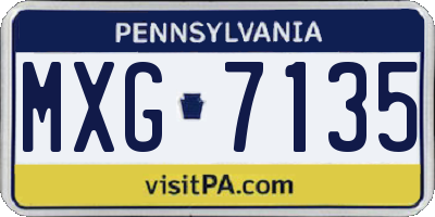 PA license plate MXG7135