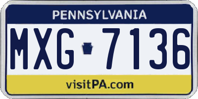 PA license plate MXG7136