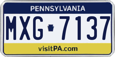 PA license plate MXG7137