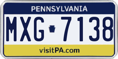 PA license plate MXG7138