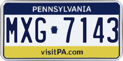 PA license plate MXG7143