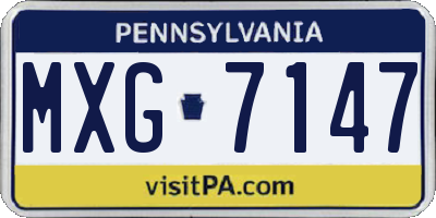 PA license plate MXG7147