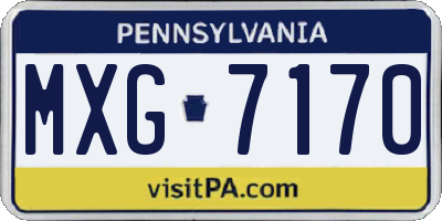 PA license plate MXG7170
