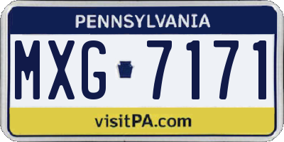 PA license plate MXG7171