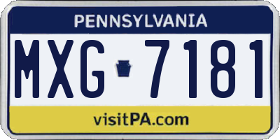 PA license plate MXG7181