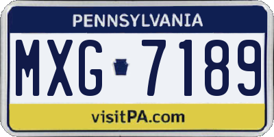 PA license plate MXG7189