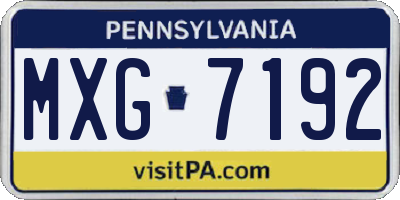 PA license plate MXG7192