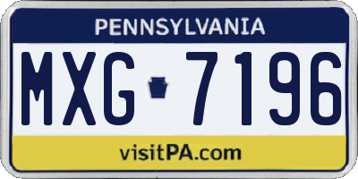 PA license plate MXG7196