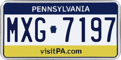 PA license plate MXG7197