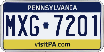 PA license plate MXG7201