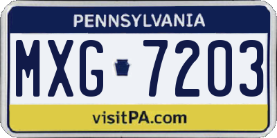 PA license plate MXG7203