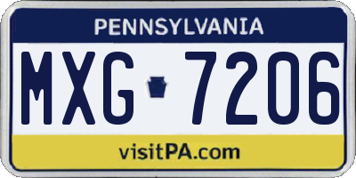 PA license plate MXG7206