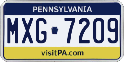 PA license plate MXG7209