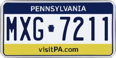 PA license plate MXG7211