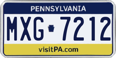 PA license plate MXG7212