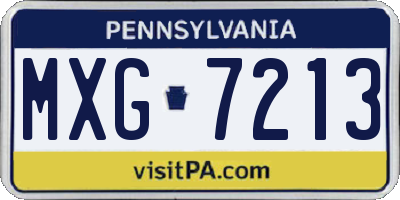 PA license plate MXG7213