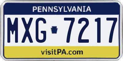 PA license plate MXG7217