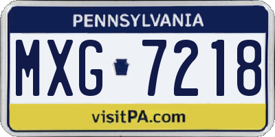 PA license plate MXG7218