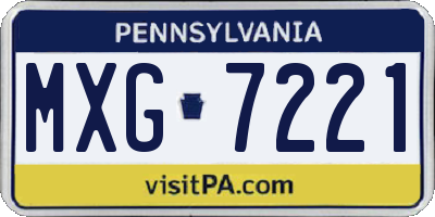PA license plate MXG7221