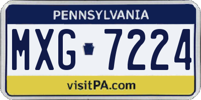 PA license plate MXG7224