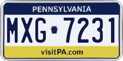 PA license plate MXG7231