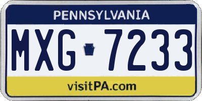 PA license plate MXG7233