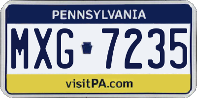 PA license plate MXG7235