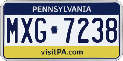 PA license plate MXG7238