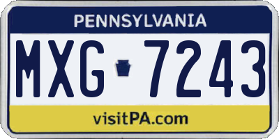 PA license plate MXG7243