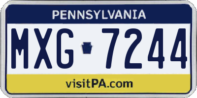 PA license plate MXG7244