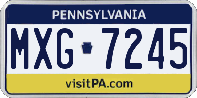 PA license plate MXG7245