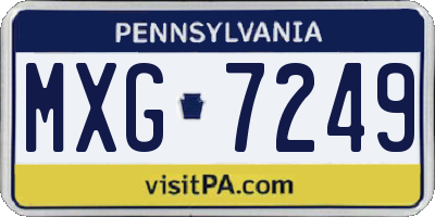 PA license plate MXG7249