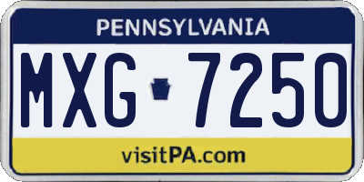 PA license plate MXG7250