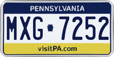 PA license plate MXG7252