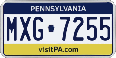 PA license plate MXG7255