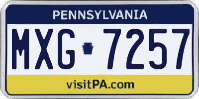 PA license plate MXG7257