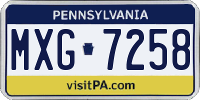 PA license plate MXG7258