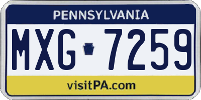PA license plate MXG7259