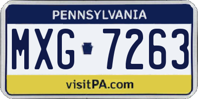 PA license plate MXG7263