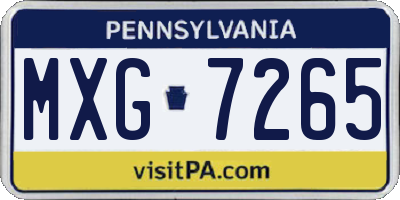 PA license plate MXG7265