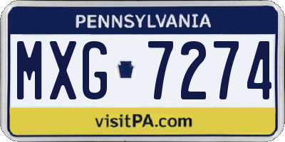PA license plate MXG7274