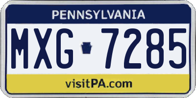 PA license plate MXG7285
